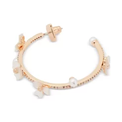 New 😉 Kate Spade New York Gold-Tone Medium Cubic Zirconia, Imitation Pearl & 👩 Mother-of-Pearl Flower Scatter C-Hoop Earrings. 1.87 White Multi ✔️ -Kate Spade Shop unnamed file 305
