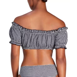 Best deal ❤️ Kate Spade New York 👩 Women's Off-The-Shoulder Check-Print 👙 Bikini Top Black 💯 -Kate Spade Shop unnamed file 335