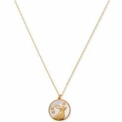 Best deal 👍 Kate Spade New York Gold-Tone Pavé & 👩 Mother-of-Pearl Rabbit Pendant Necklace, 17 + 3 Extender Cream Multi 🥰