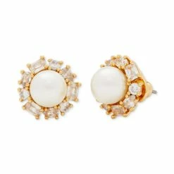 Discount 😉 Kate Spade New York Gold-Tone 🍬 Candy Shop Imitation Pearl Halo Stud Earrings Cream/gold ✔️