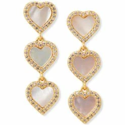 Cheapest 🥰 Kate Spade New York Gold-Tone 👩 Mother-of-Pearl Heart Linear Earrings Clear/gold. 🎉