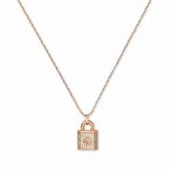 Cheapest 💯 Kate Spade New York Pavé Padlock Mini Pendant Necklace, 16 + 3 Extender Rosegold 🌟