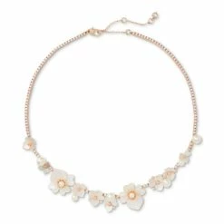 Best Sale ๐ Kate Spade New York Gold-Tone Cubic Zirconia, Imitation Pearl & ๐ฉ Mother-of-Pearl Flower Statement Necklace, 16 + 3 Extender White Multi ๐งจ