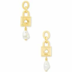 Cheap ❤️ Kate Spade New York Gold-Tone Padlock & Freshwater Pearl Drop Earrings Cream Multi 🔔