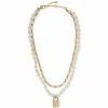 Best deal 🥰 Kate Spade New York Gold-Tone Freshwater Pearl (10mm) Layered Padlock Pendant Necklace, 17 + 3 Extender Cream Multi 🔥 -Kate Spade Shop unnamed file 499