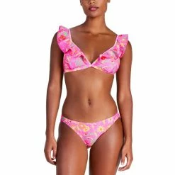 Budget 💯 Kate Spade New York 👩 Women's Ruffle V-Neck 👙 Bikini Top & Bottoms Pink Flash 🔥