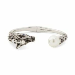 Budget 🧨 Kate Spade New York Silver-Tone Pavé & Imitation Pearl Zebra Cuff Bracelet Black Multi. 🌟