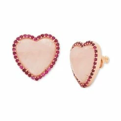 Top 10 🥰 Kate Spade New York Rose Gold-Tone Pavé & Gemstone Heart Stud Earrings Pink Multi 💯