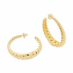 Cheap 🧨 Kate Spade New York Kate Space New York Gold-Tone French Twist Hoop Earrings, 1.8 Gold. 🥰