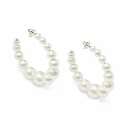 Flash Sale 🔥 Kate Spade New York Silver-Tone Imitation Pearl Hoop Earrings, 2.38 Cream/silv 🛒 -Kate Spade Shop unnamed file 575