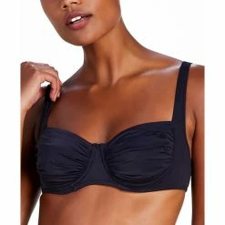 Coupon ✨ Kate Spade New York 👩 Women's Shirred Underwire 👙 Bikini Top Black ⌛