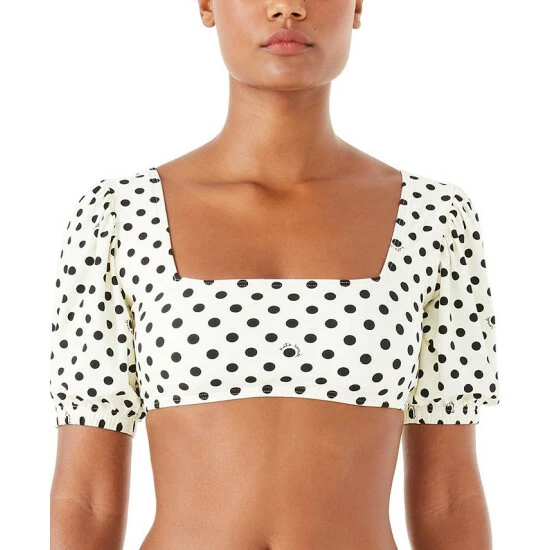 Discount ๐คฉ Kate Spade New York Polka-Dot Puffed-Sleeve ๐ Bikini Top Ivory/black ๐คฉ 3 Discount ๐คฉ Kate Spade New York Polka-Dot Puffed-Sleeve ๐ Bikini Top Ivory/black ๐คฉ