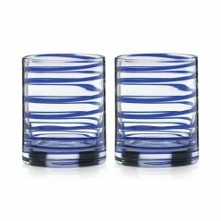 Outlet ⭐ Kate Spade New York Charlotte Street Double Old-Fashioned Glasses, Set Of 2 White Spiral 😀