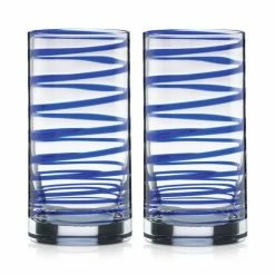 Top 10 😍 Kate Spade New York Charlotte Street Highball Glasses, Set Of 2 Cobalt Blue Spiral 🤩