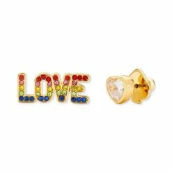 Top 10 π Kate Spade New York Gold-Tone Rainbow Stone Love Mismatch Stud Earrings Multi π