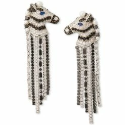 Best Pirce 🥰 Kate Spade New York Silver-Tone Pavé & Imitation Pearl Zebra Statement Earrings Black Multi. ⭐