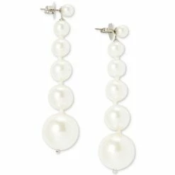 Hot Sale ๐ฅ Kate Spade New York Gold-Tone Graduated Imitation Pearl Drop Earrings Cream/silv ๐ฅฐ