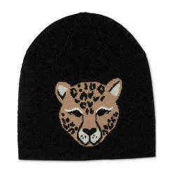 Wholesale 🛒 Kate Spade New York 👩 Women's Leopard-Face Wool Beanie Black 🥰